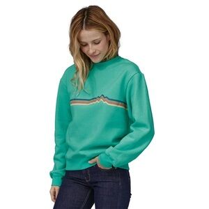 Patagonia Ridge Rise Stripe Uprisal Crew Sweatshirt in Fresh Teal